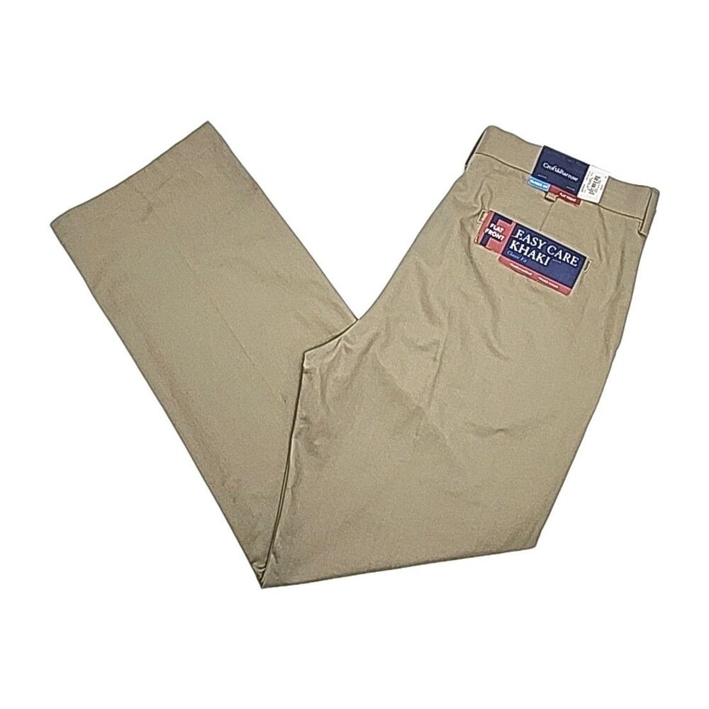 Croft & Barrow Pants Easy Care Khaki Tan Men Size 36 x 32 Flat Front Classic Fit